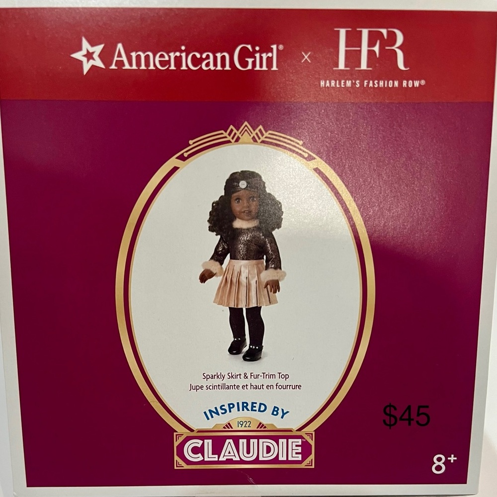 American Girl Claudie Doll with Black and Cream Outfit